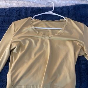 gold ribbed crop top long sleeve